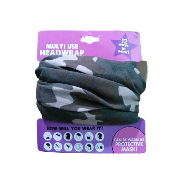 HER Accessories Multi Use Headwrap Or Protective Mask Green Camouflage Reusable - Picture 1 of 3